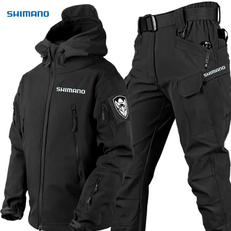 Conjunto Jaqueta Impermeável Militar com Proteção UV + Calça de Pesca Tática - Shimano